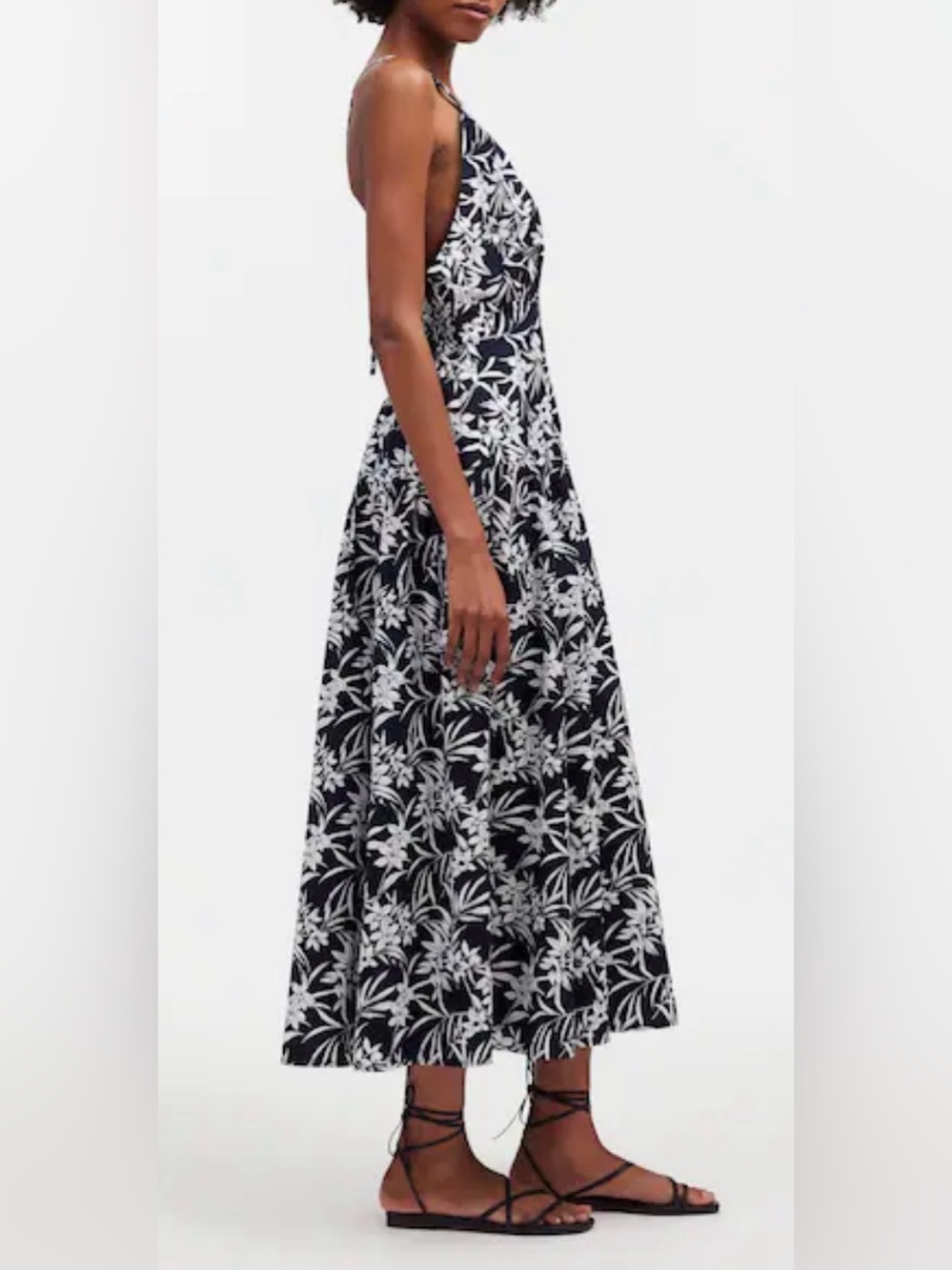 NWT New Smocked Halter Midi Dress in Poplin - Picture 3 of 10